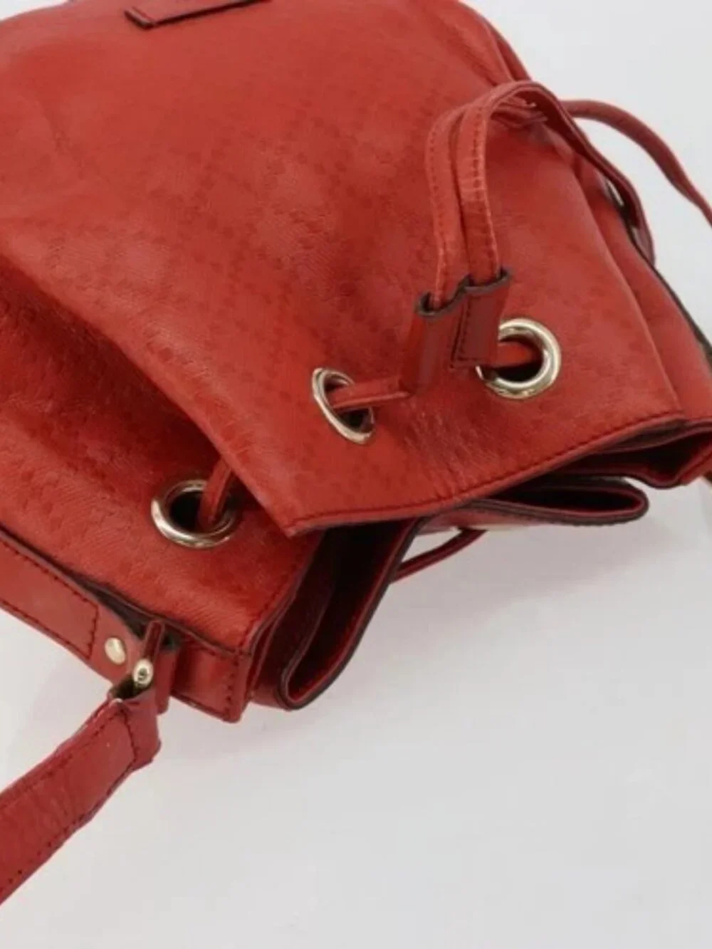 GUCCI Diamante Shoulder Bag Leather Red Gold 354229 Auth 181220